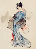 Hokusai - lady with fan - reprint
