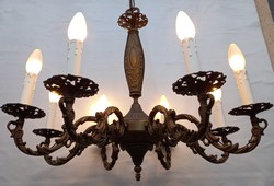 To the living room! Heavy cast copper chandelier