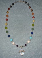 Rainbow angel aura protector with multi chakra necklace and many many precious stones - many many handmade jewelry