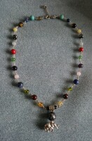 Lucky elephant, multi-chakra necklace with lots and lots of precious stones - lots and lots of handcrafted jewelry