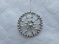 Old glass Christmas tree ornament silver snowflake glass ornament