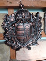 Nice large 33cm metal cast heat-resistant oven door ornament Hungarian crown coat of arms