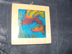 Works of applied art, fire enamel picture, fish