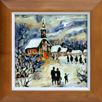 Margit Fehér: Christmas mood - fire enamel - framed 27x27cm - artwork 20x20cm - 19/609