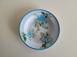Old wm enamel plate blue forget-me-not pattern bowl