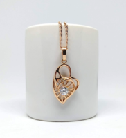 Necklace filled with 10 Kt rose gold with white cz crystal pendant