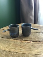 Old Japanese ceramic set of 2 small glasses