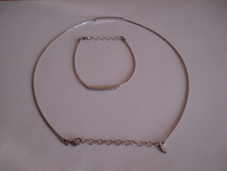 925 Silver adjustable necklace and bracelet with stones.