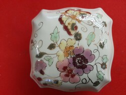 Zsolnay hand painted butterfly pattern, porcelain box, bonbonier, jewelry holder.