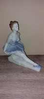 Huge Sandor Olách porcelain ballerina in a blue dress