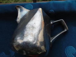 Art Deco ezüstözött patinás kávéházi tejszínes kiöntő, jelzett, számozott