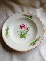 Hand painted wall plate with tulips