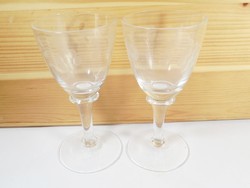 Old retro glass short drink glass with polished grape pattern 2 pcs