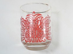 Retro old glass cup with painted pattern - circa 1970s