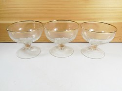 Retro glass liqueur glass with gold rim 3 pcs