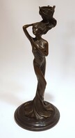 Art Nouveau bronze statue, candle holder