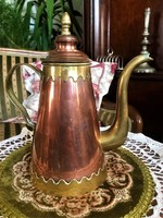Gyönyörű, antik, réz, kb. 1,5 literes teás vagy kávés kanna