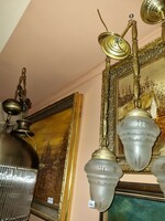 2 old renovated frog chain pendant lights
