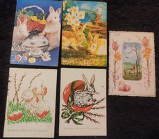 5 Easter postcards, embossed, gilded from the 1990s (together)