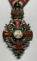 Rrr! Gilded silver, knight's cross of the Order of József Ferenc, on a ribbon