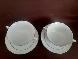 Fehér Herendi leveses csésze, tányérral ( 2 darab)