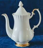 A wonderful English royal albert val' dor white gilded porcelain tea coffee pot