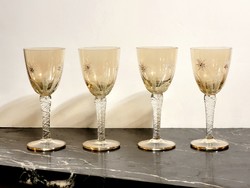 4 Champagne liqueur stemmed glasses with a snowy grass pattern are flawless -- showy?