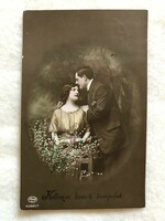 Antik romantikus, színezett Húsvéti képeslap - 1914                       -3.