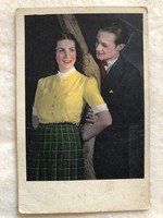 Antik, régi színezett romantikus képeslap                    -3.