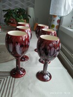 Beautiful ceramic wine glass set for sale! 6 colored glazed glasses with soles