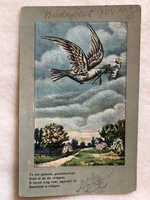 Antique long address romantic postcard - 1904, pigeon, verse -3.