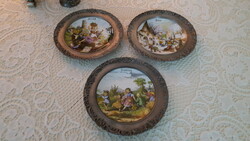 Seasonal pewter plate with porcelain insert 3 pcs.