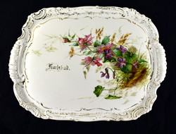 Carlsbad! Hand-painted large porcelain tray with fabulous floral decor!