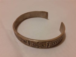 Chiseled, silver-plated, open bracelet