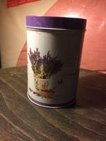Metal box with lid, lavender, vintage style (wood)