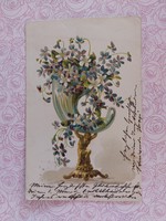 Old postcard with floral postcard violet