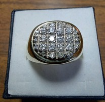 14 kt arany férfi brill gyűrű