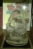 Glass flower basket, heavy crystal, old. 18X14 -cm xx
