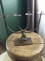 Old industrial arts and crafts 4 branch copper candle holder