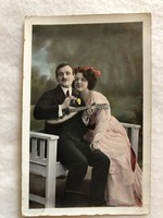 Antique, old colored romantic postcard - 1913 -3.