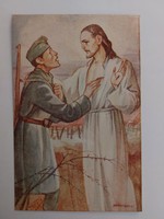 Old postcard scout postcard Martin Louis drawing of soldier Jesus