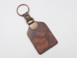 Retro leather key holder key holder with leaf pattern