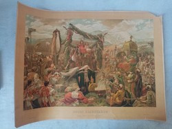 Árpád Festy: the engagement of Psalms, old color lithograph for sale