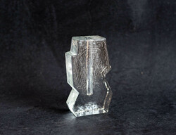 VÉGKIÁRUSÍTÁS! Mid-century modern design üveg váza - skandináv stílusú, retro szálváza, hasábváza
