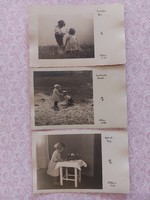 Old postcard photo postcard for little girls 3 pcs