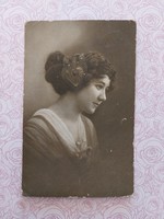 Old postcard 1916 photo postcard lady