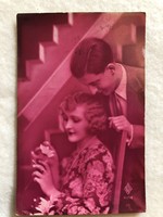 Antik, régi romantikus képeslap                -3.