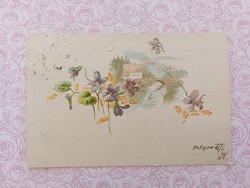 Old postcard 1900 embossed postcard violet
