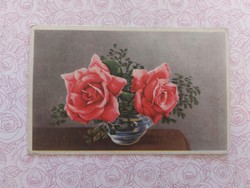 Old floral postcard 1944 postcard with roses