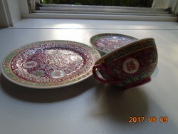 JINGDEZHEN a volt CSÁSZÁRI MANUFAKTÚRA Famille Rose dombor zománc mintás reggeliző készlet